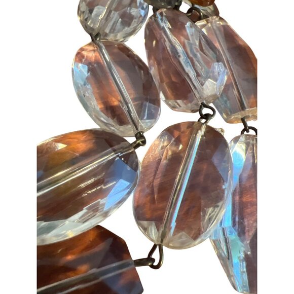 Vintage Clear & Blue Acrylic Beaded Necklace Flower Accents Estate Adj 28" - Picture 2 of 5